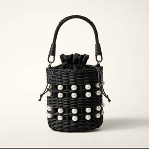 Kate Spade x Target Black Woven Bag with Pearl Accents NWT